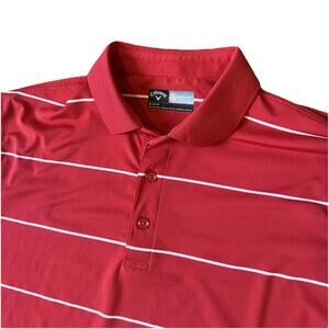 Callaway Opti Dri Polo Mens Medium M Red Stripe Golf Shirt Performance Opti-dri